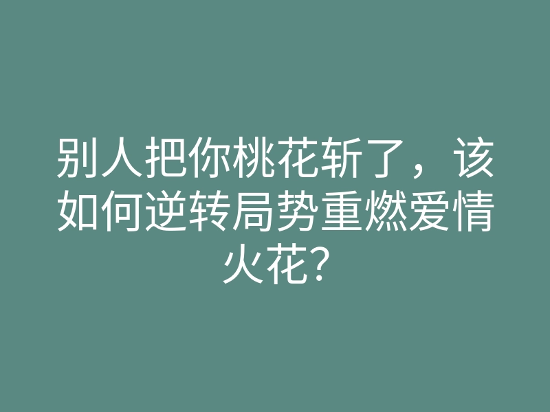 别人把你桃花斩了,该如何逆转局势重燃爱情火花?