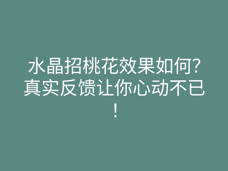 水晶招桃花效果如何?真实反馈让你心动不已!