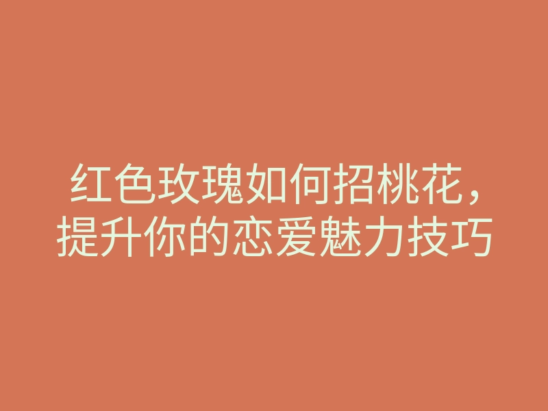 红色玫瑰如何招桃花，提升你的恋爱魅力技巧