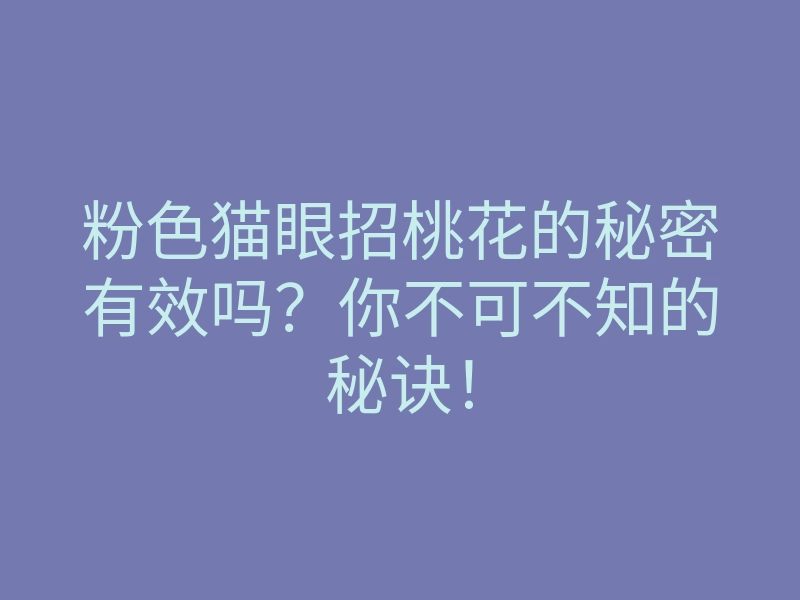 粉色猫眼招桃花的秘密有效吗?你不可不知的秘诀!