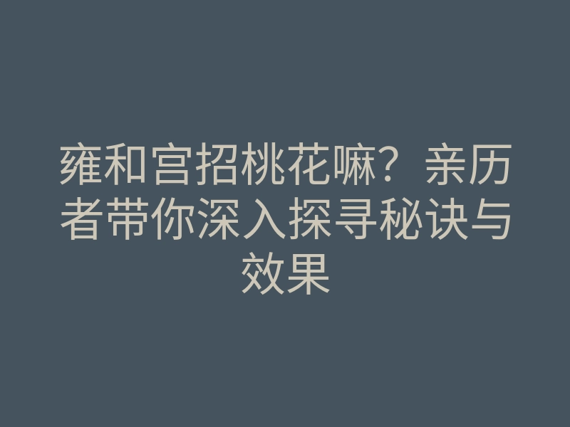 雍和宫招桃花嘛?亲历者带你深入探寻秘诀与效果