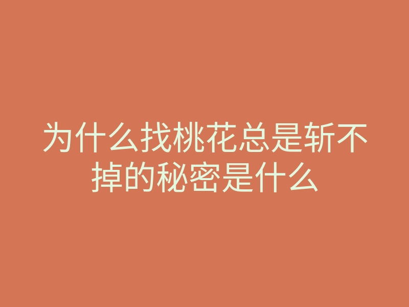 为什么找桃花总是斩不掉的秘密是什么