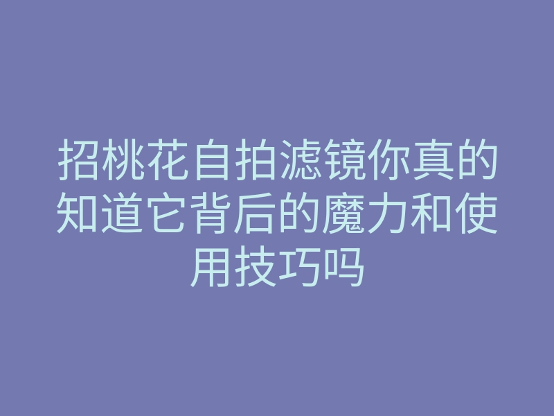招桃花自拍滤镜你真的知道它背后的魔力和使用技巧吗
