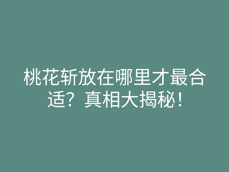 桃花斩放在哪里才最合适?真相大揭秘!