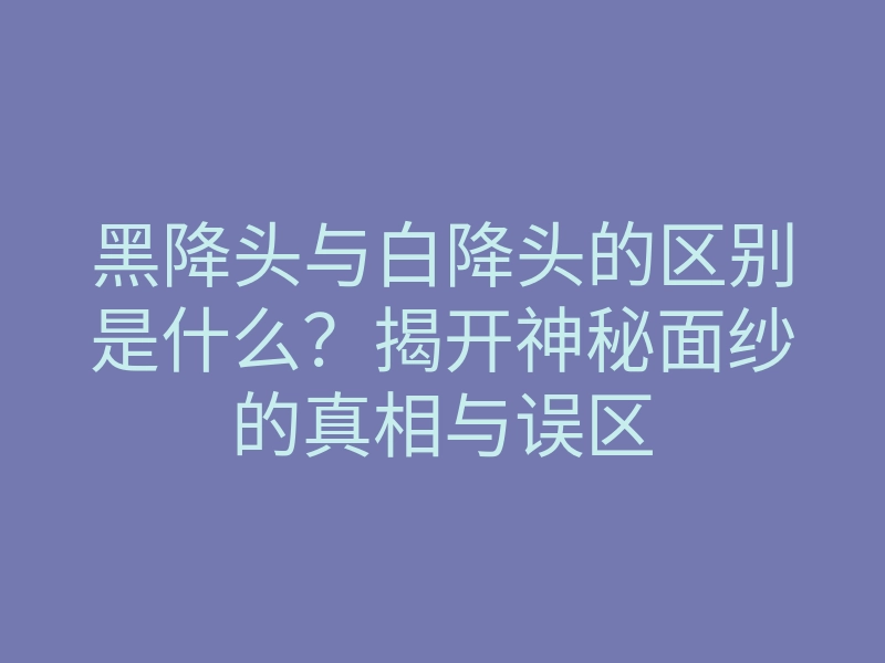 黑降头与白降头的区别是什么?揭开神秘面纱的真相与误区