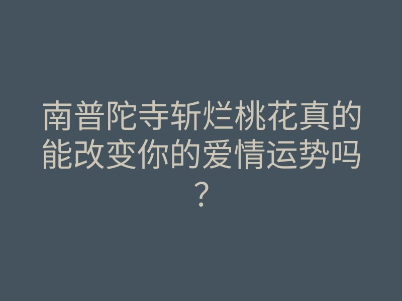 南普陀寺斩烂桃花真的能改变你的爱情运势吗?