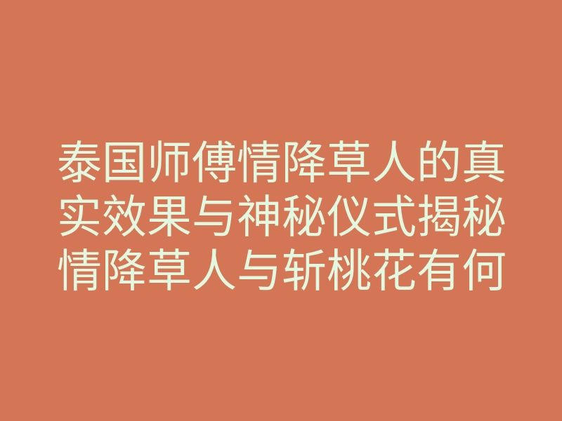 泰国师傅情降草人的真实效果与神秘仪式揭秘情降草人与斩桃花有何不同