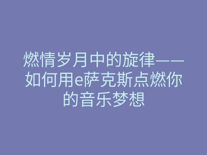 燃情岁月中的旋律——如何用e萨克斯点燃你的音乐梦想