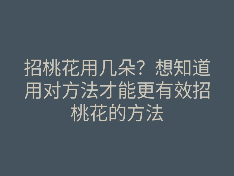 招桃花用几朵?想知道用对方法才能更有效招桃花的方法