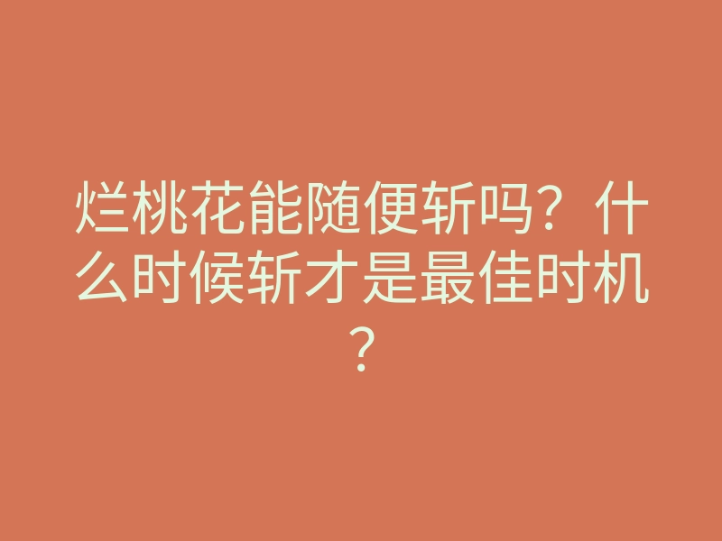 烂桃花能随便斩吗?什么时候斩才是最佳时机?