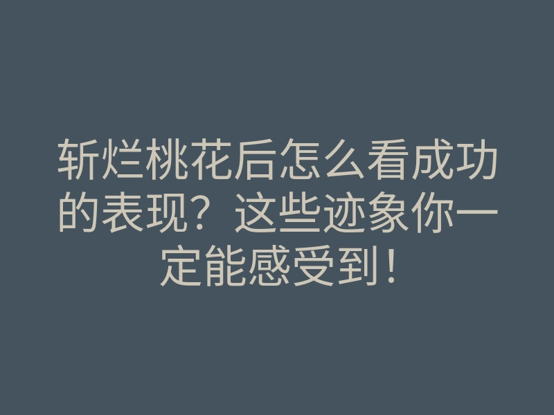 斩烂桃花后怎么看成功的表现?这些迹象你一定能感受到!
