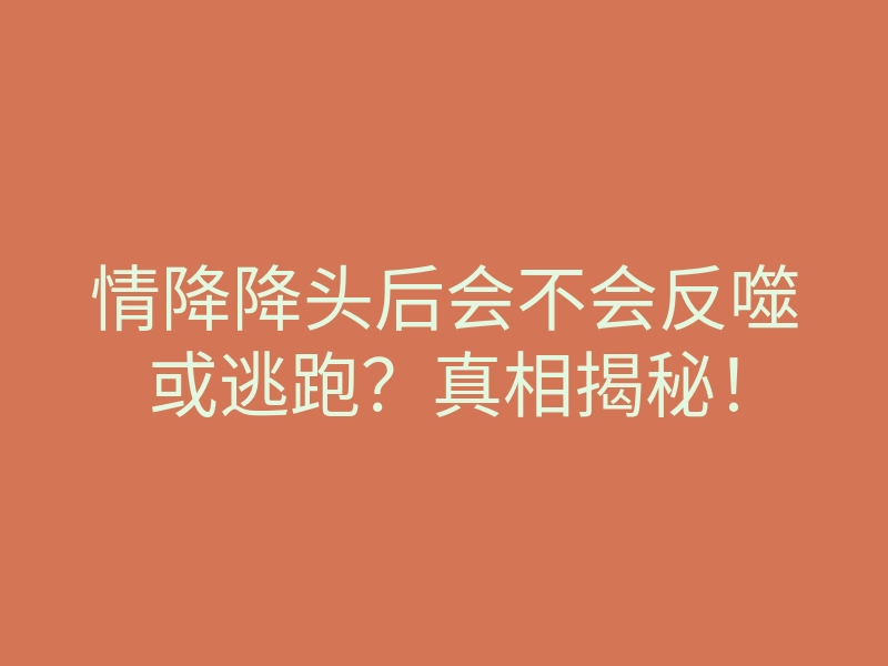 情降降头后会不会反噬或逃跑?真相揭秘!
