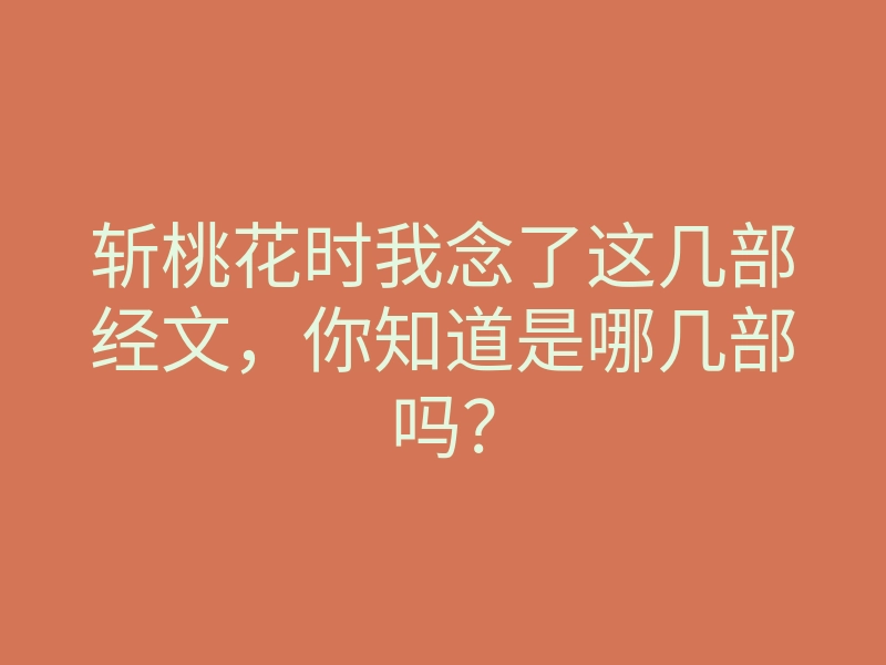 斩桃花时我念了这几部经文，你知道是哪几部吗？