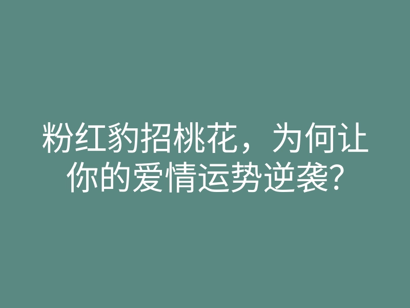 粉红豹招桃花,为何让你的爱情运势逆袭?