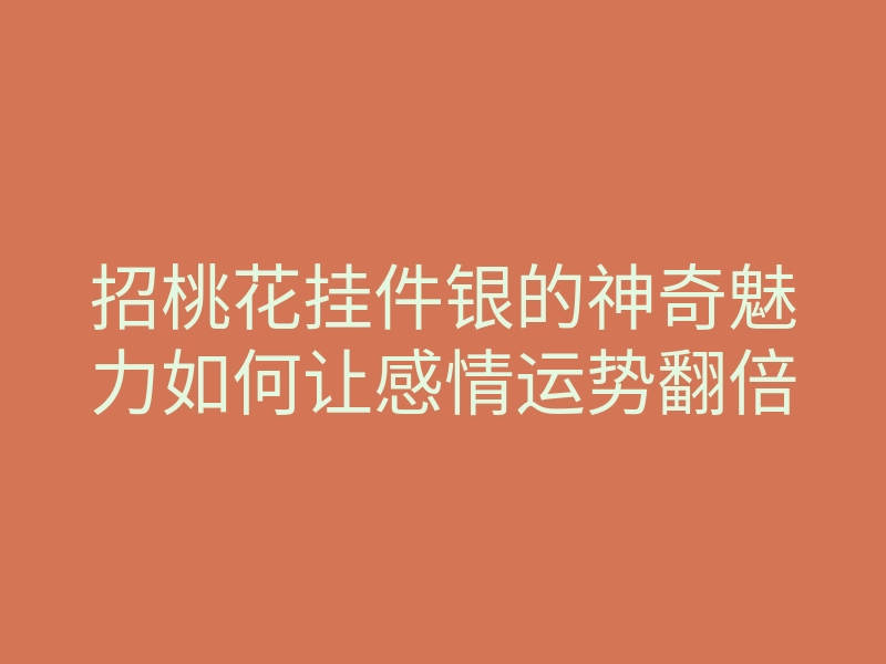 招桃花挂件银的神奇魅力如何让感情运势翻倍