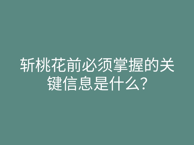 斩桃花前必须掌握的关键信息是什么?
