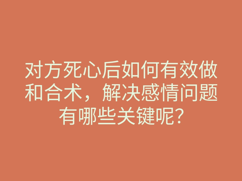 对方死心后如何有效做和合术，解决感情问题有哪些关键呢？