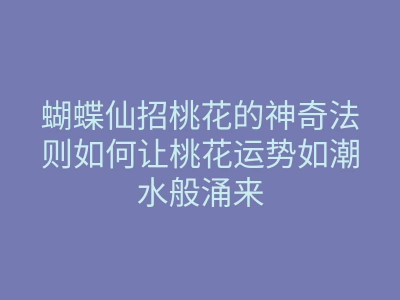 蝴蝶仙招桃花的神奇法则如何让桃花运势如潮水般涌来
