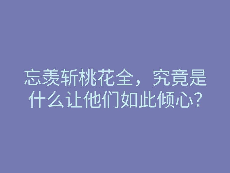 忘羡斩桃花全,究竟是什么让他们如此倾心?