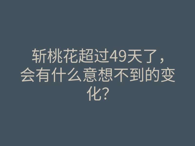 斩桃花超过49天了,会有什么意想不到的变化?