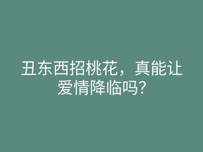 丑东西招桃花,真能让爱情降临吗?