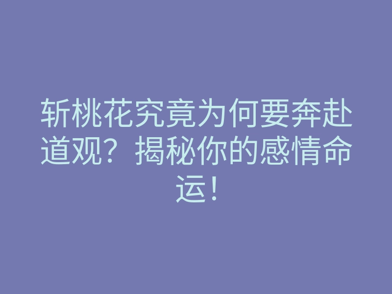 斩桃花究竟为何要奔赴道观?揭秘你的感情命运!