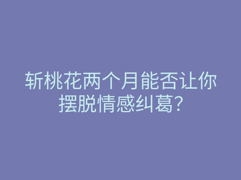 斩桃花两个月能否让你摆脱情感纠葛?