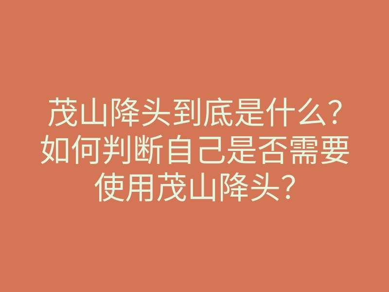 茂山降头到底是什么?如何判断自己是否需要使用茂山降头?
