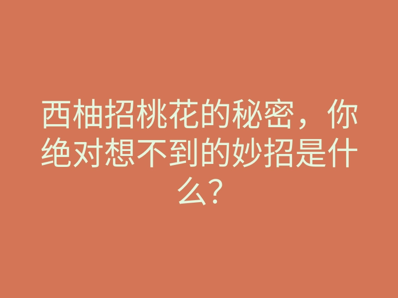 西柚招桃花的秘密,你绝对想不到的妙招是什么?