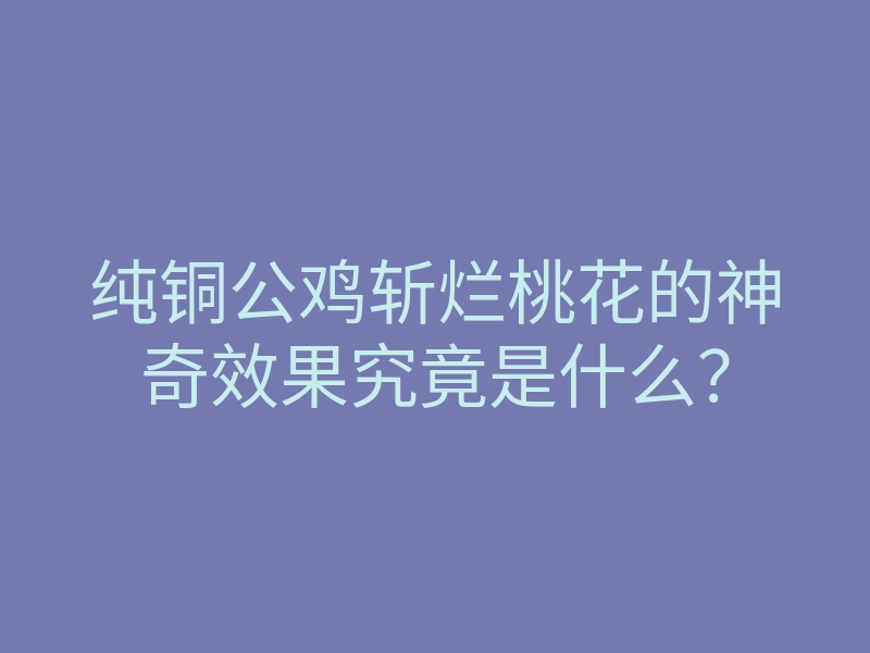 纯铜公鸡斩烂桃花的神奇效果究竟是什么?