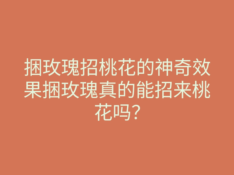 捆玫瑰招桃花的神奇效果捆玫瑰真的能招来桃花吗?