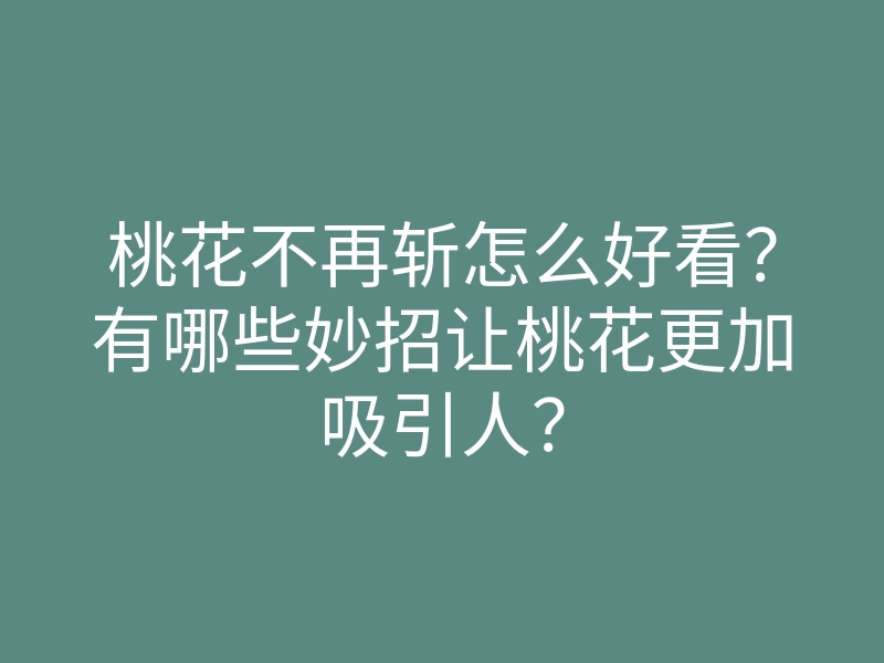 桃花不再斩怎么好看?有哪些妙招让桃花更加吸引人?