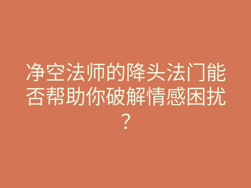 净空法师的降头法门能否帮助你破解情感困扰?