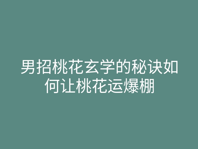 男招桃花玄学的秘诀如何让桃花运爆棚