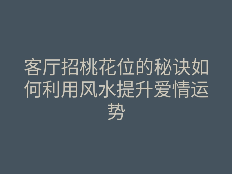 客厅招桃花位的秘诀如何利用风水提升爱情运势