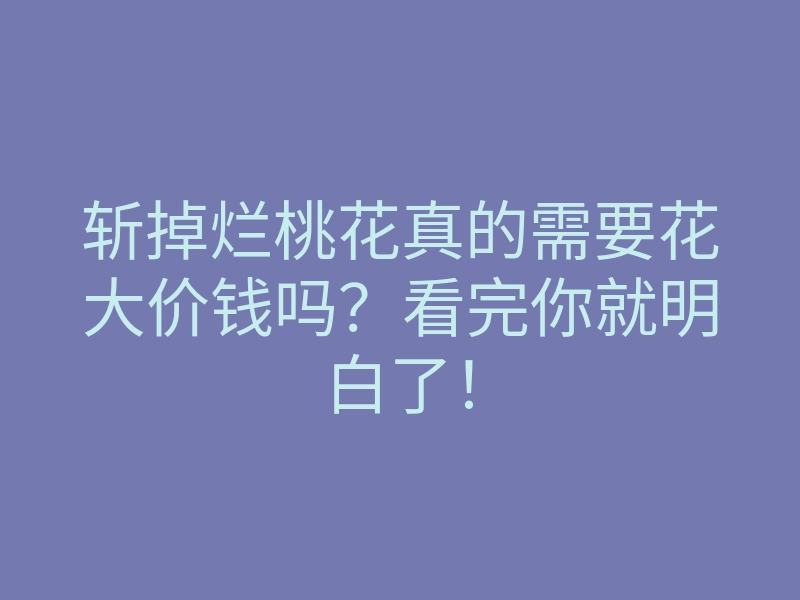 斩掉烂桃花真的需要花大价钱吗?看完你就明白了!