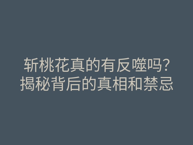 斩桃花真的有反噬吗?揭秘背后的真相和禁忌