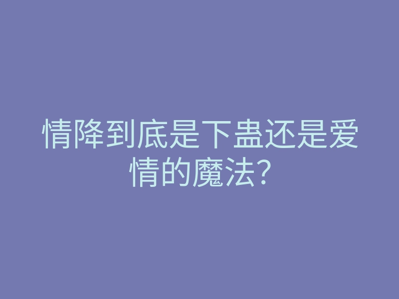情降到底是下蛊还是爱情的魔法?