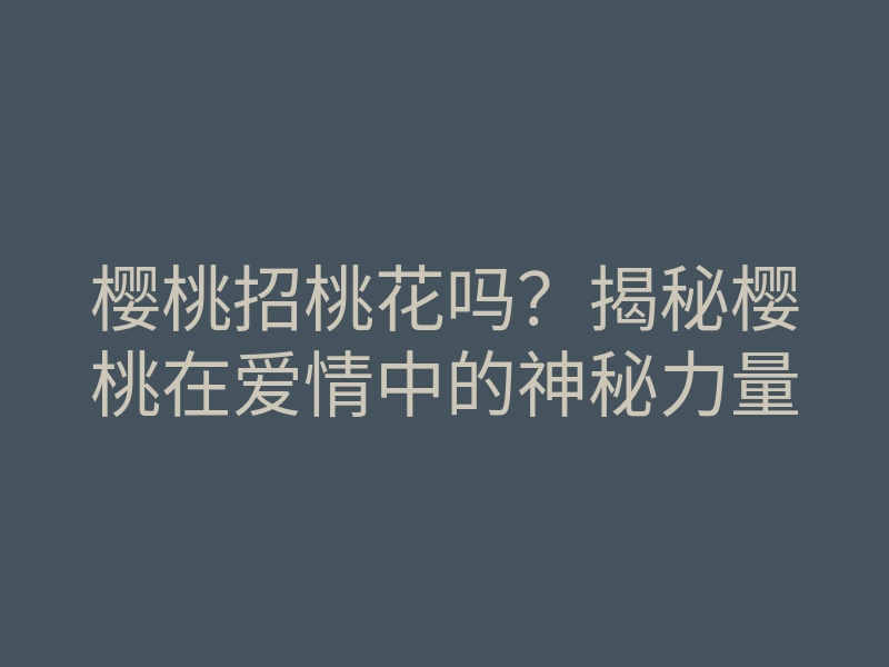 樱桃招桃花吗?揭秘樱桃在爱情中的神秘力量