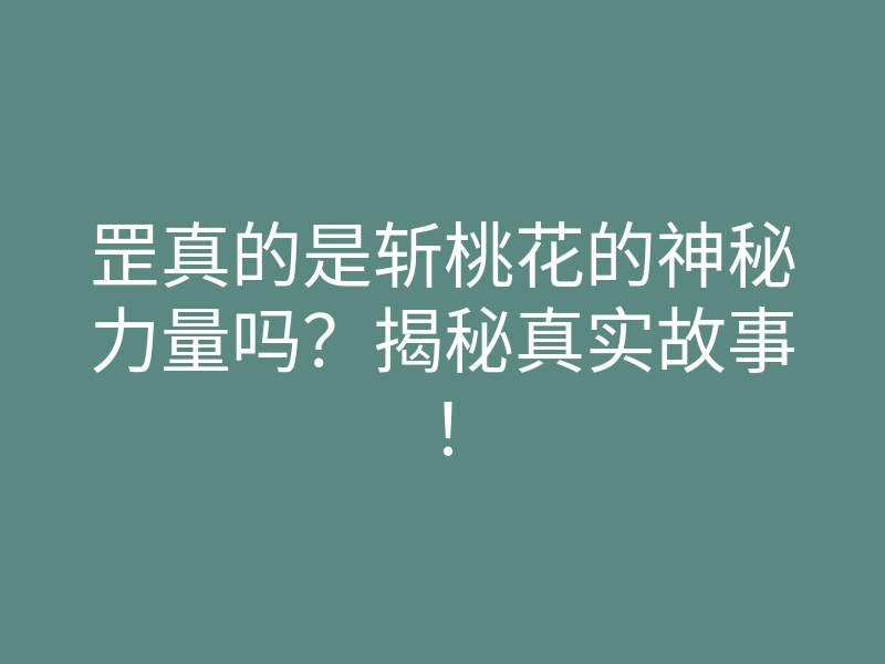 罡真的是斩桃花的神秘力量吗?揭秘真实故事!