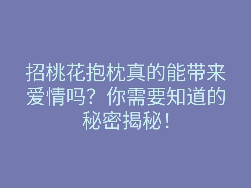招桃花抱枕真的能带来爱情吗?你需要知道的秘密揭秘!