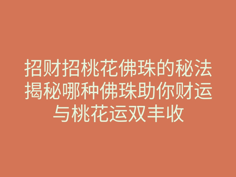 招财招桃花佛珠的秘法揭秘哪种佛珠助你财运与桃花运双丰收