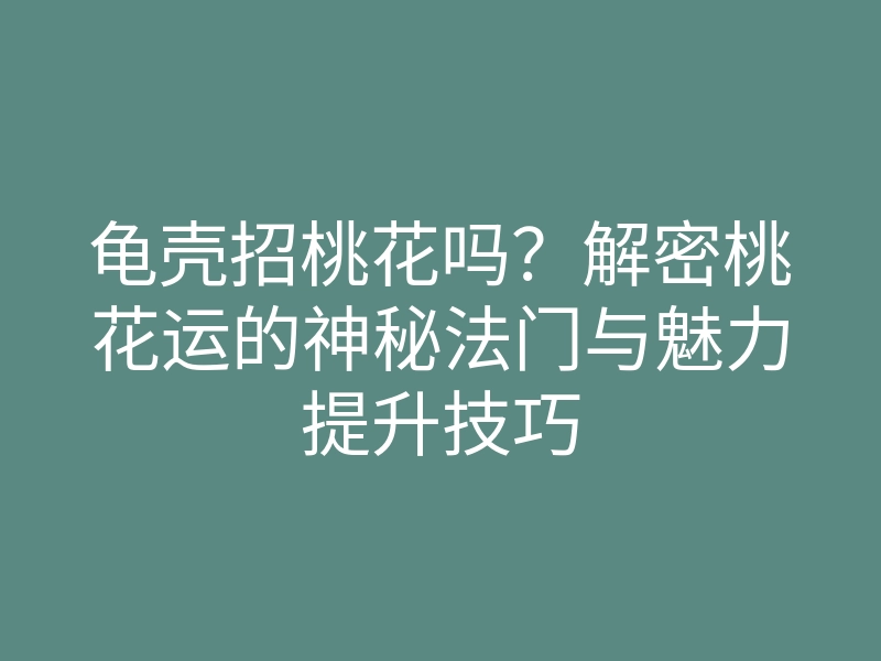 龟壳招桃花吗?解密桃花运的神秘法门与魅力提升技巧