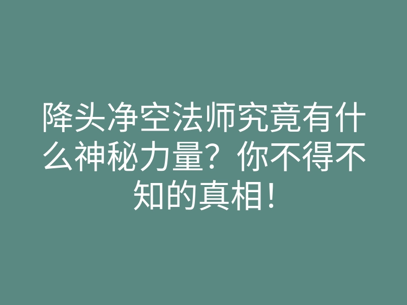 降头净空法师究竟有什么神秘力量?你不得不知的真相!