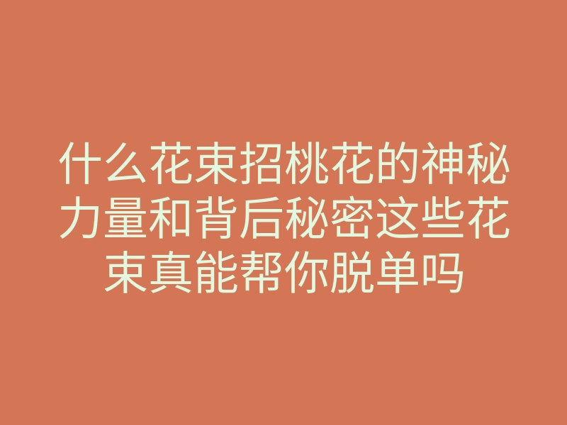 什么花束招桃花的神秘力量和背后秘密这些花束真能帮你脱单吗
