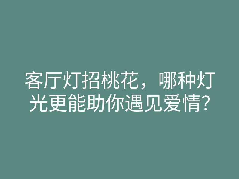 客厅灯招桃花,哪种灯光更能助你遇见爱情?