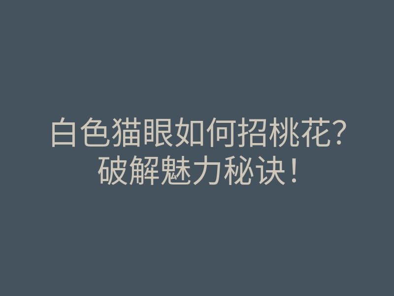 白色猫眼如何招桃花?破解魅力秘诀!