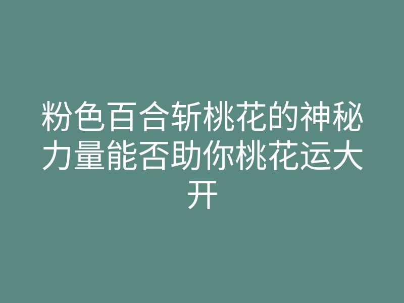 粉色百合斩桃花的神秘力量能否助你桃花运大开