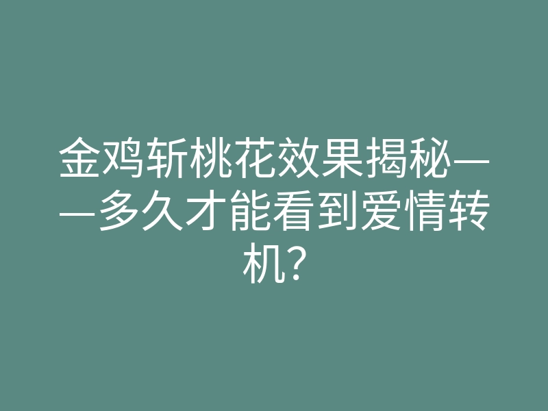 金鸡斩桃花效果揭秘——多久才能看到爱情转机?