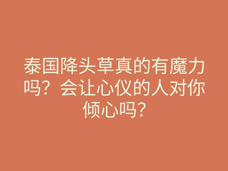 泰国降头草真的有魔力吗？会让心仪的人对你倾心吗？